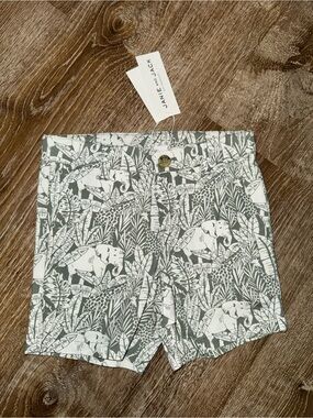 Janie and Jack Green and White Jungle Print Shorts